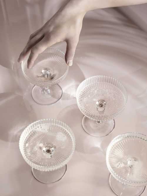 Ferm Ripple champagne saucers clear set 2