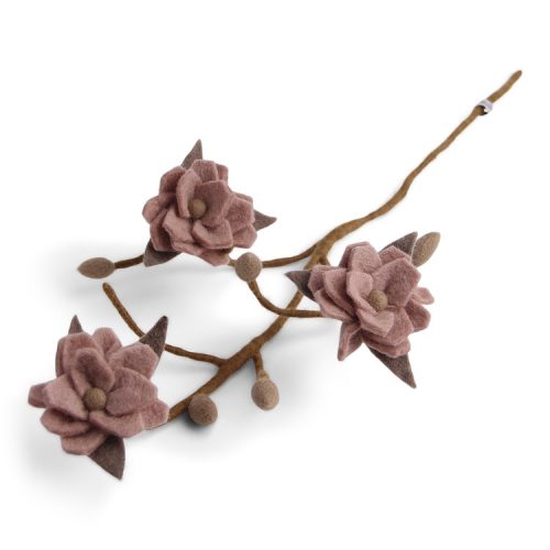 Felt Magnolia branch with dusty rose flowers