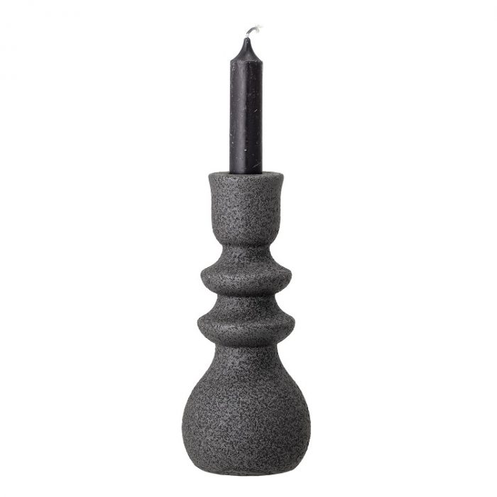 BL Candlestick Emie Black stoneware 8x19cm