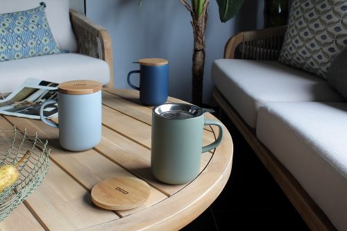 Ogo Tea Mug Juliet met filter amandel grijs/groen