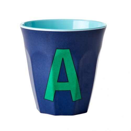 Rice cup M alfabet A blauw