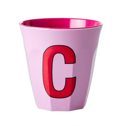 Rice cup M alfabet C roze