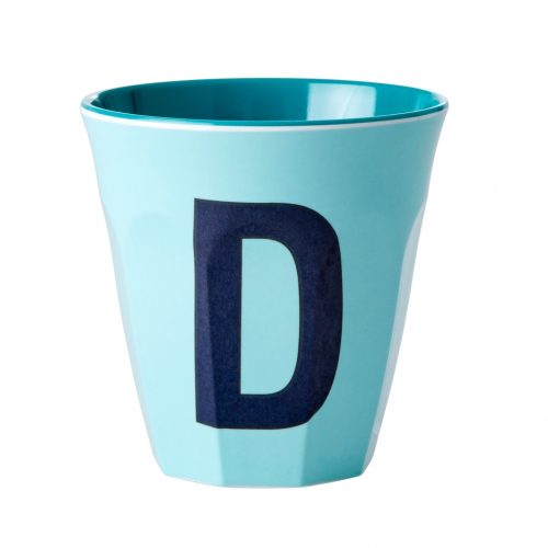Rice cup M alfabet D blauw