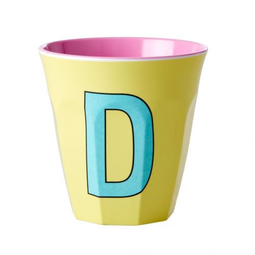 Rice cup M alfabet D roze