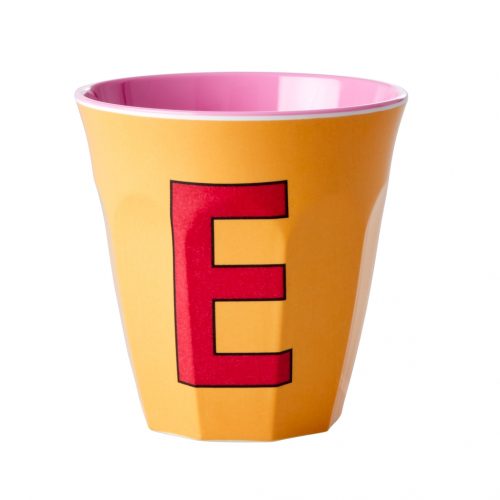 Rice cup M alfabet E roze