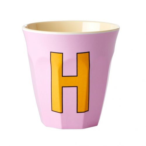 Rice cup M alfabet H roze
