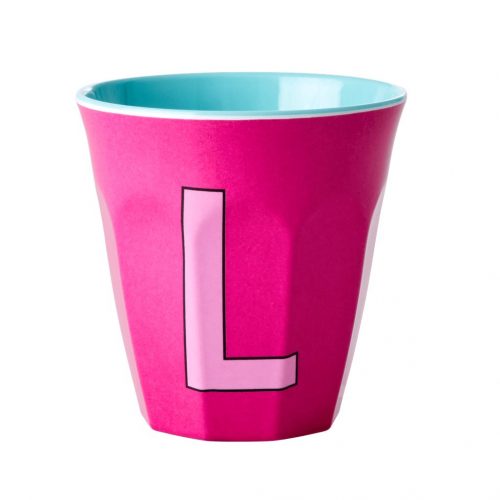 Rice cup M alfabet L roze