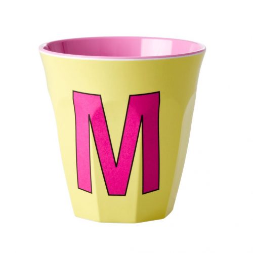 Rice cup M alfabet M roze