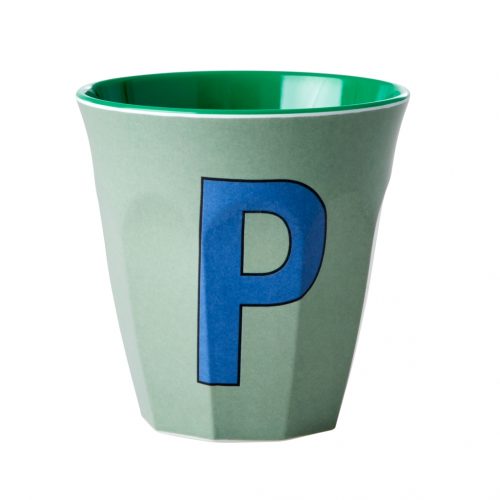 Rice cup M alfabet P blauw
