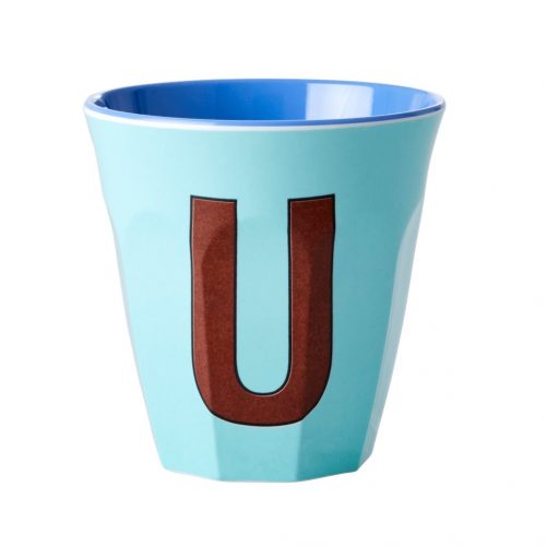 Rice cup M alfabet U blauw