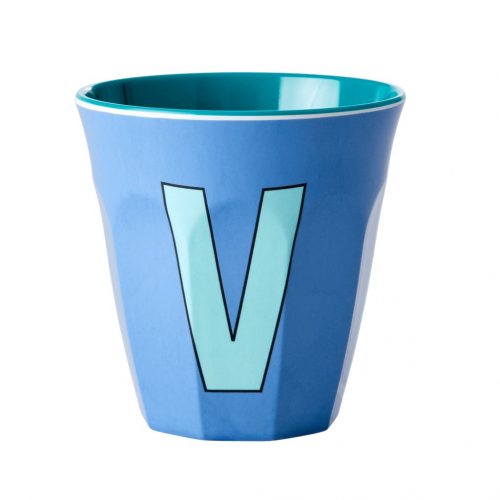Rice cup M alfabet V blauw