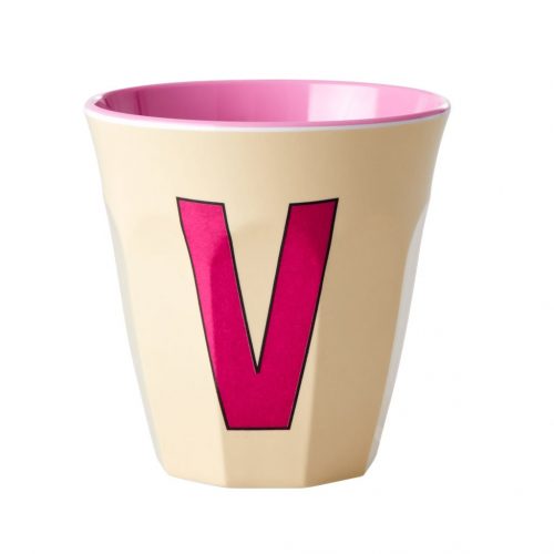 Rice cup M alfabet V roze