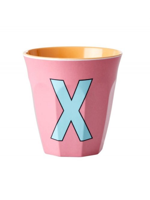 Rice cup M alfabet X roze