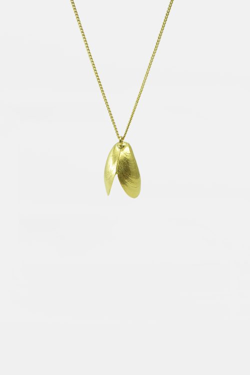 MHL necklace mussel open large goldplated