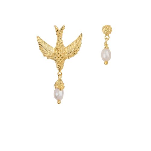 BB Bird Pearl Earring Gold Plated