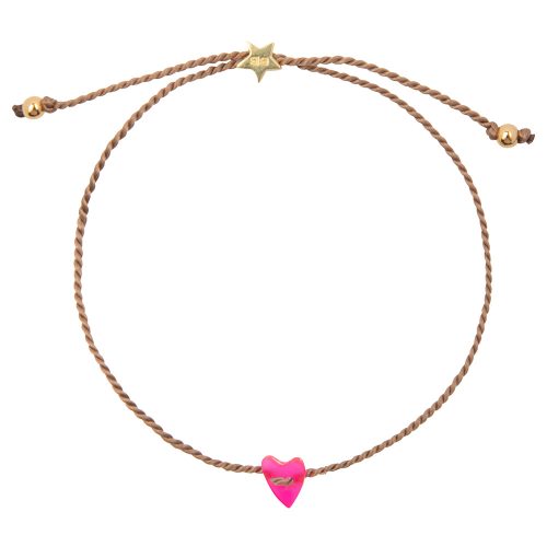 BB Heart Bracelet Gold Neon Pink