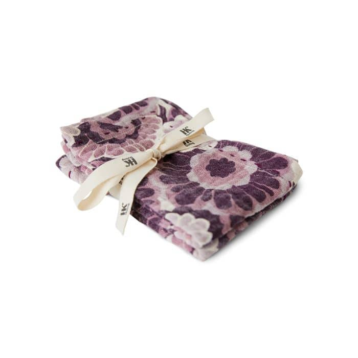 HK Cotton Napkins Floral Burgundy set/2