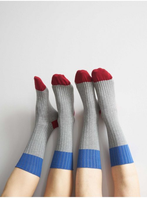 La Cerise socks Yvette Cendre 39/41 blauw/grijs/rood