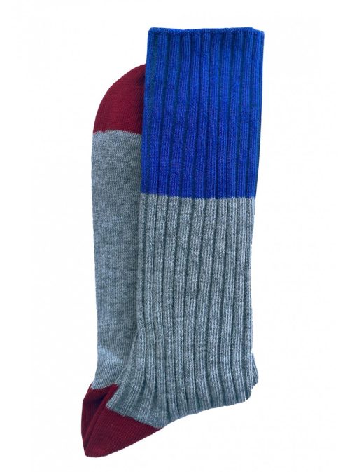 La Cerise socks Yvette Cendre 39/41 blauw/grijs/rood