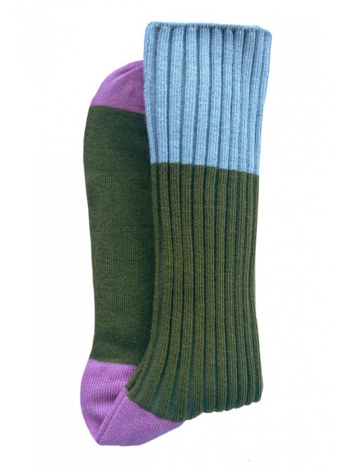 La Cerise socks Yvette Olive 36/38 grijs/olijf/roze