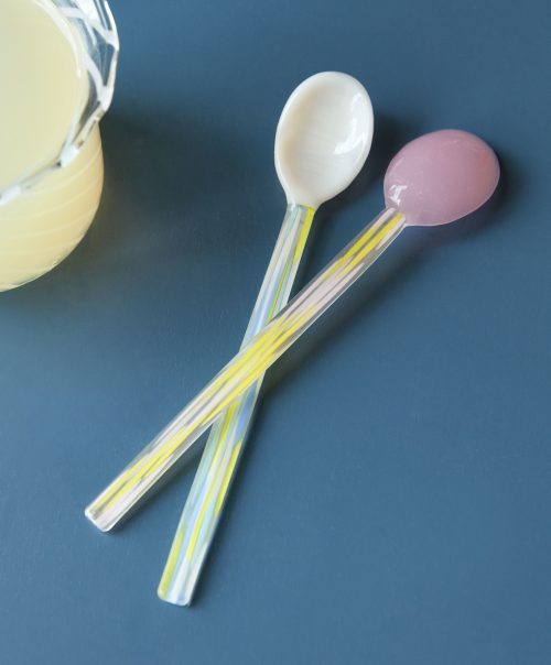 HAY Glass Spoons Flat set 2 light pink white