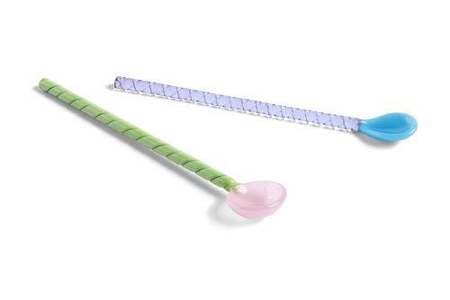 HAY Glass Spoons Twist set 2 turquoise light pink