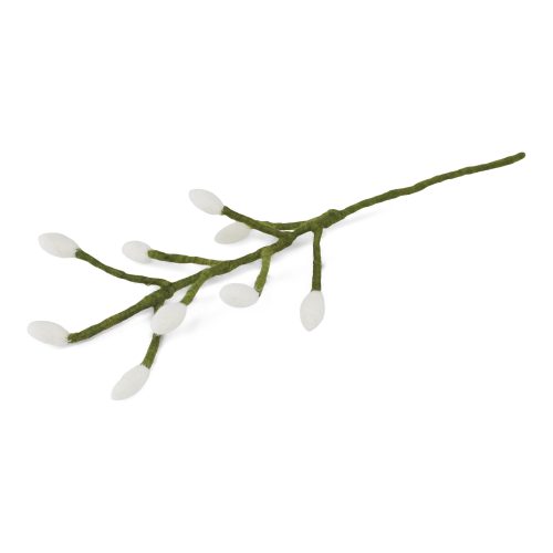 Gry Felt Branch with long white balls 37cm