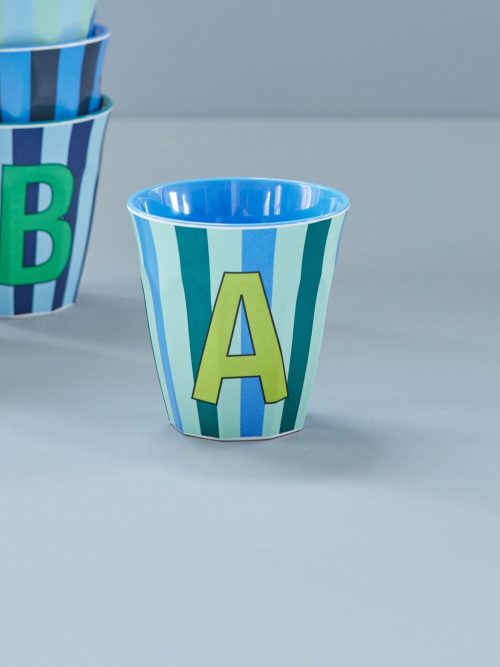 Rice cup M alfabet A blauw streep