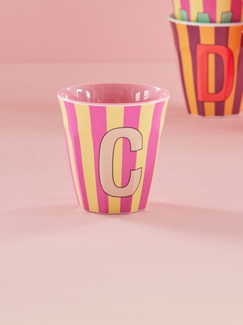 Rice cup M alfabet B roze streep