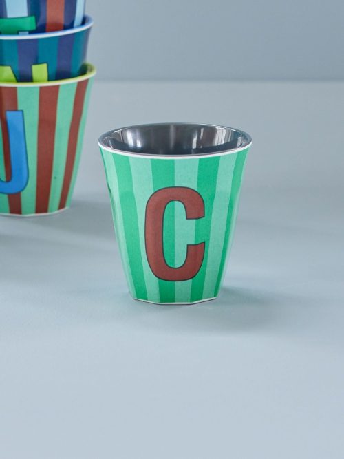 Rice cup M alfabet C blauw streep