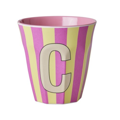 Rice cup M alfabet C roze streep