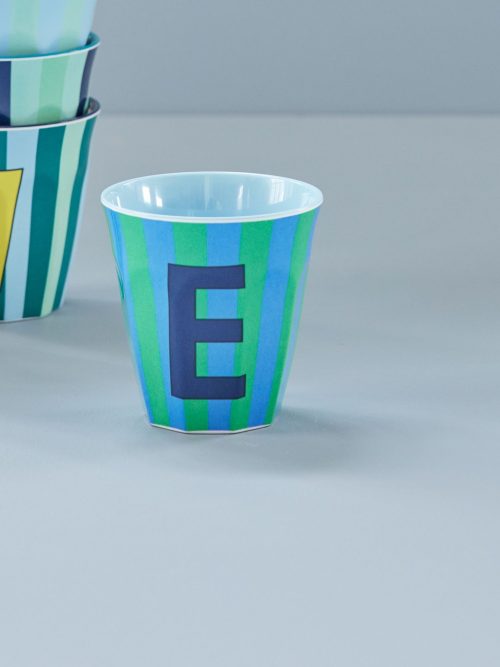 Rice cup M alfabet E blauw streep