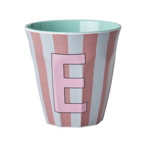 Rice cup M alfabet E roze streep