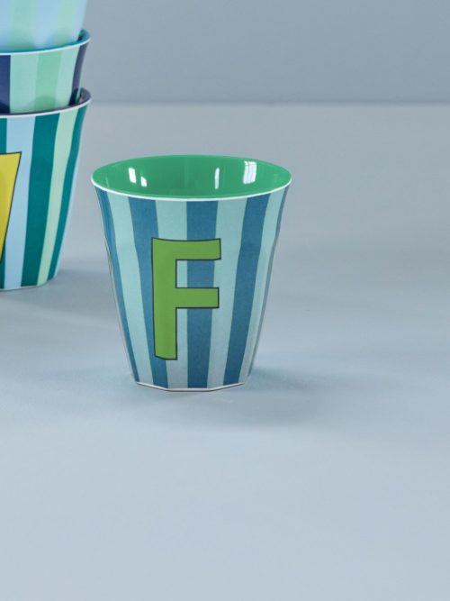 Rice cup M alfabet F blauw streep