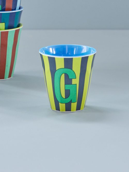 Rice cup M alfabet G blauw streep