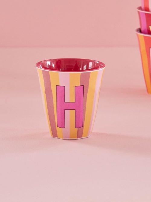 Rice cup M alfabet H roze streep
