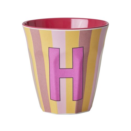 Rice cup M alfabet H roze streep