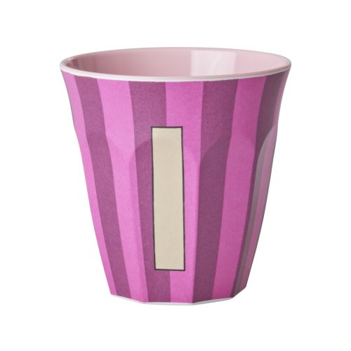 Rice cup M alfabet I roze streep