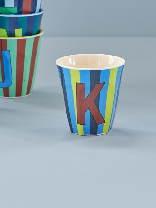 Rice cup M alfabet K blauw streep