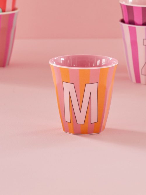 Rice cup M alfabet M roze streep