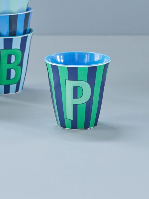 Rice cup M alfabet P blauw streep