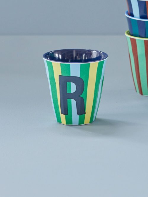 Rice cup M alfabet R blauw streep