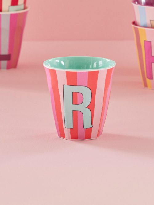 Rice cup M alfabet R roze streep