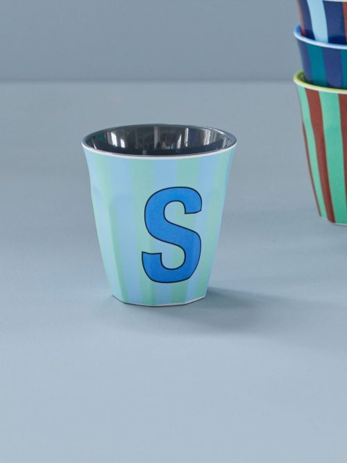 Rice cup M alfabet S blauw streep