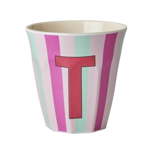 Rice cup M alfabet T roze streep