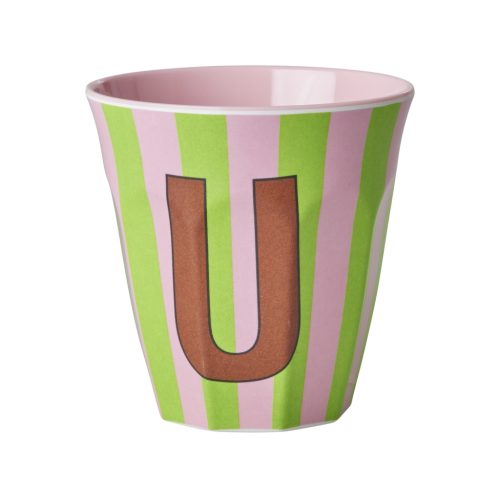 Rice cup M alfabet U roze streep
