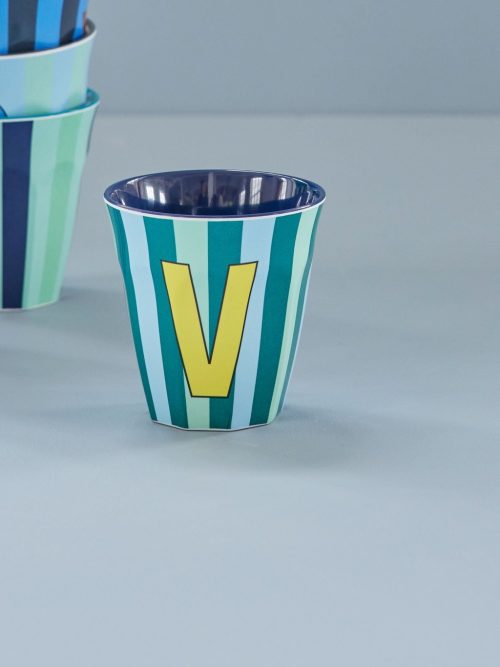 Rice cup M alfabet V blauw streep