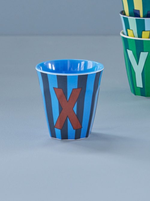 Rice cup M alfabet X blauw streep