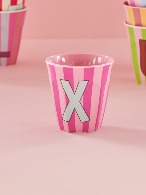 Rice cup M alfabet X roze streep