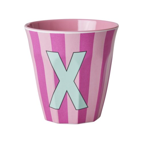 Rice cup M alfabet X roze streep